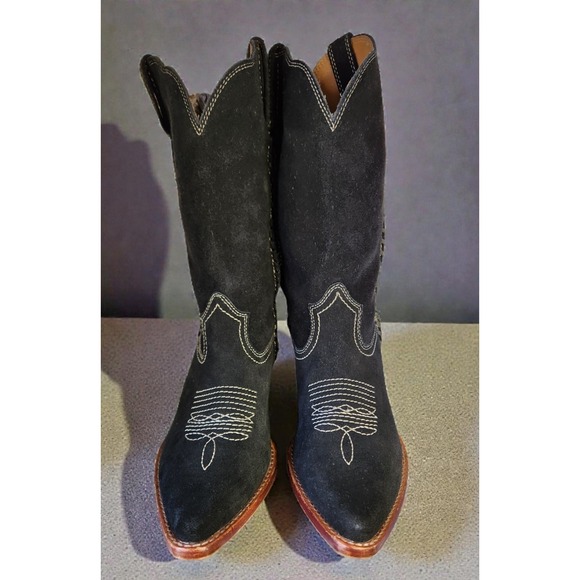 Patricia Nash Boots Black Suede Bergamo Pull On Cowboy Western Rodeo Women's 8 - Picture 5 of 11